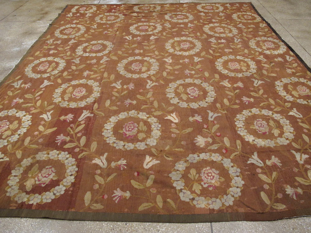 Antique French Aubusson Carpet, No.10022 - Gsblank