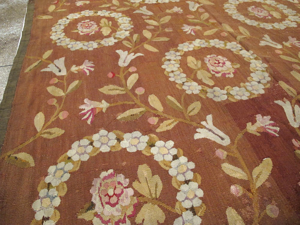 Antique French Aubusson Carpet, No.10022 - Gsblank