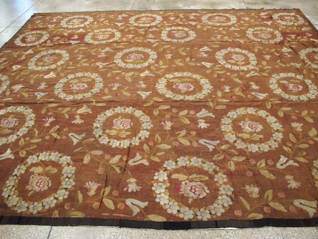 Antique French Aubusson Carpet, No.10022 - Gsblank