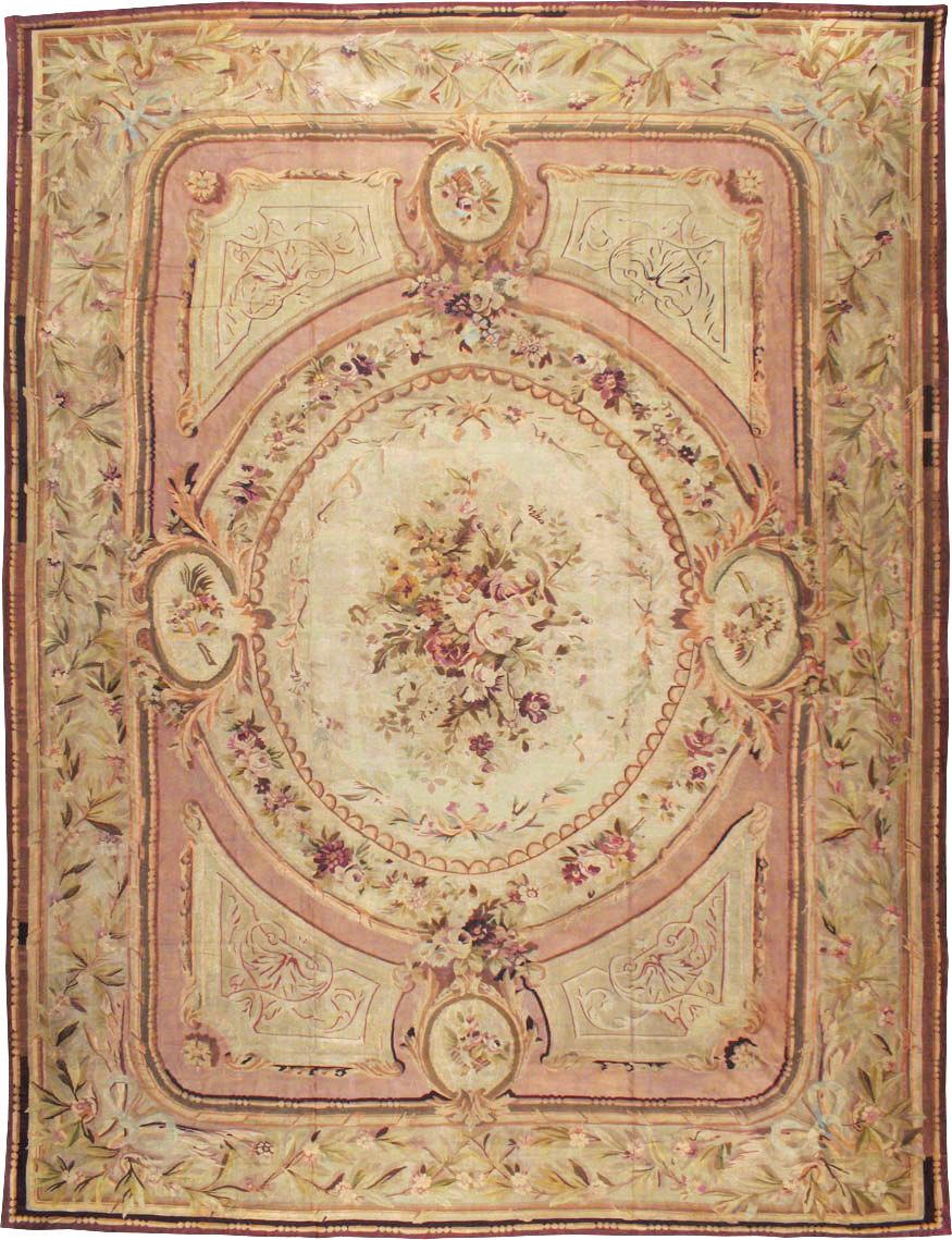 Antique French Aubusson Flatweave Carpet, No.10325 - Gsblank