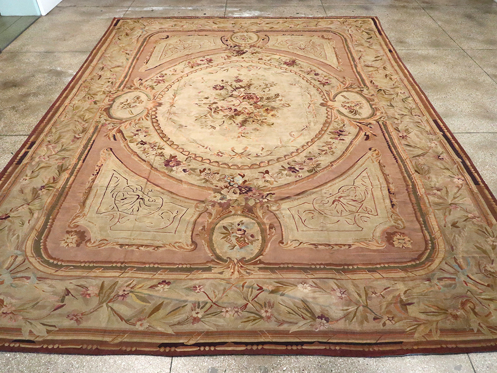 Antique French Aubusson Flatweave Carpet, No.10325 - Gsblank