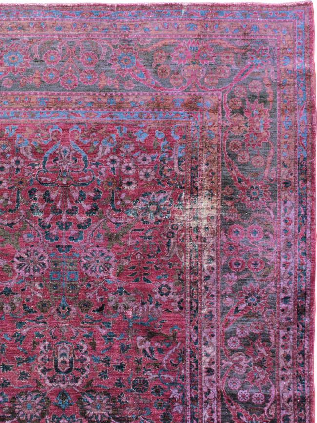 Antique Persian Overdyed Lilihan Carpet, No.10455 - Gsblank