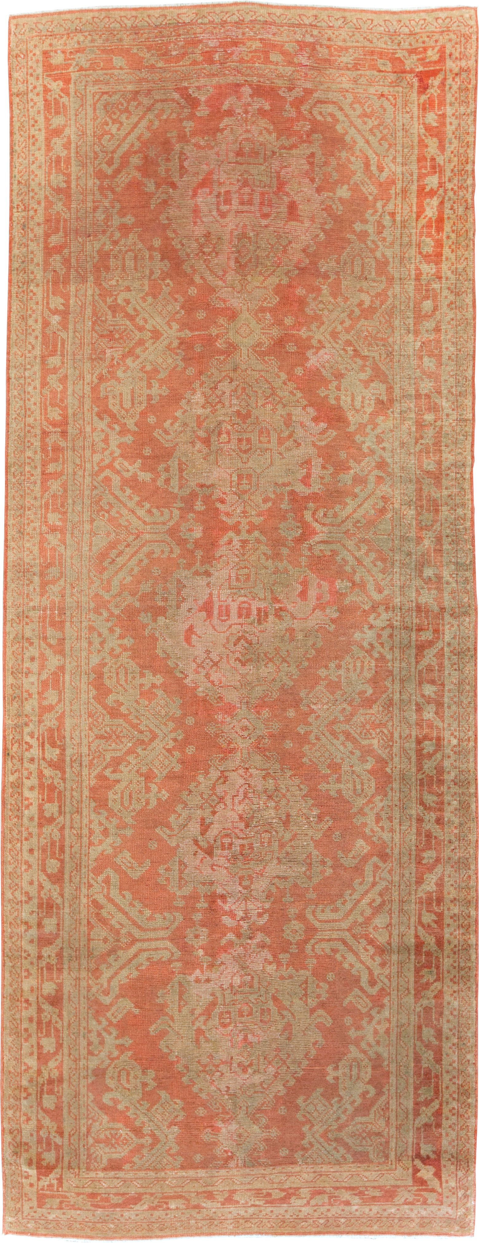 Vintage Turkish Oushak Wide Gallery Runner, No.10531 - Gsblank