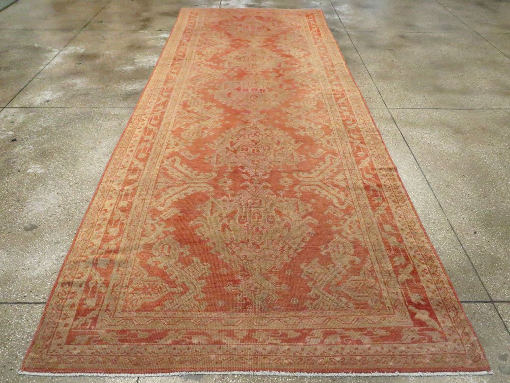 Vintage Turkish Oushak Wide Gallery Runner, No.10531 - Gsblank