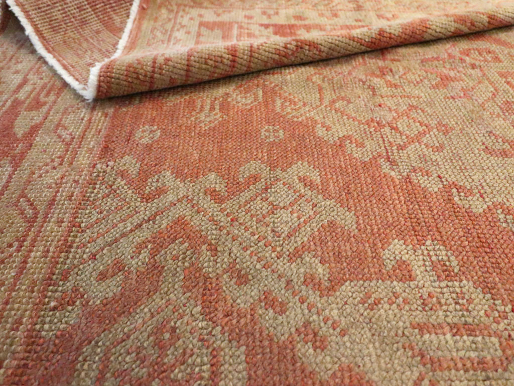 Vintage Turkish Oushak Wide Gallery Runner, No.10531 - Gsblank