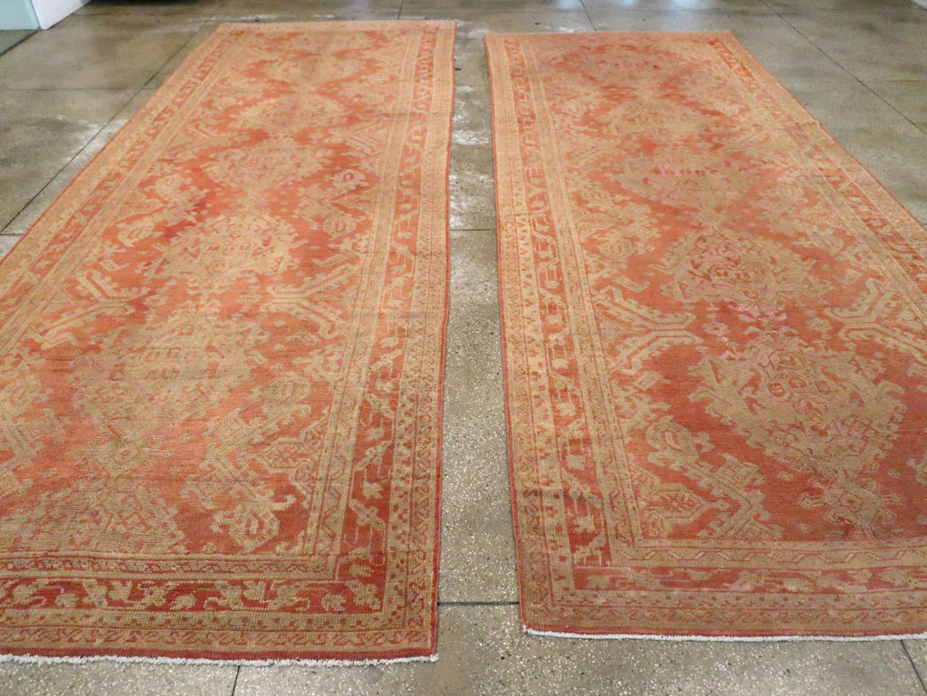 Vintage Turkish Oushak Wide Gallery Runner, No.10531 - Gsblank