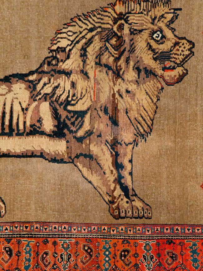 Antique Senneh Malayer Pictorial Rug, No.10816 - Gsblank