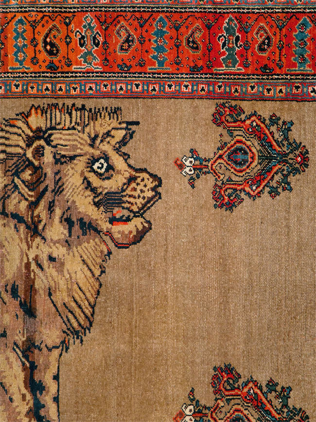 Antique Senneh Malayer Pictorial Rug, No.10816 - Gsblank