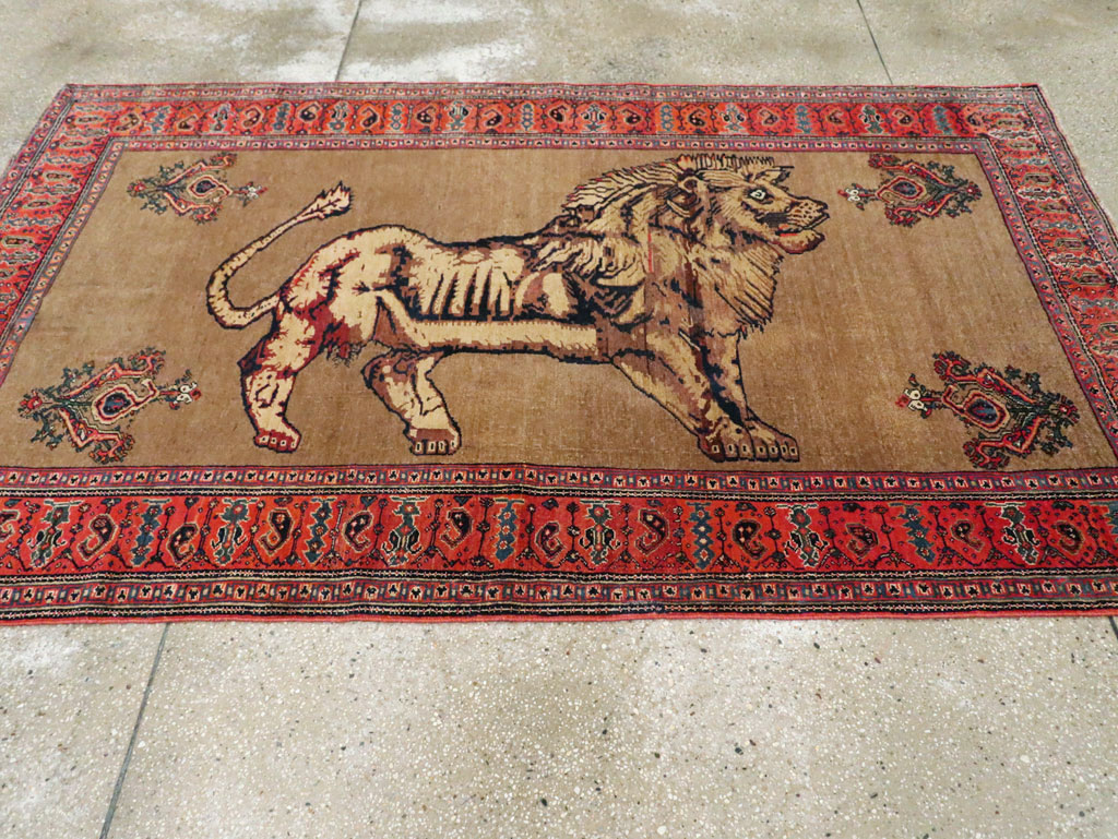 Antique Senneh Malayer Pictorial Rug, No.10816 - Gsblank