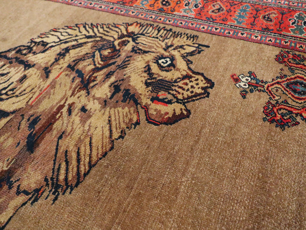 Antique Senneh Malayer Pictorial Rug, No.10816 - Gsblank