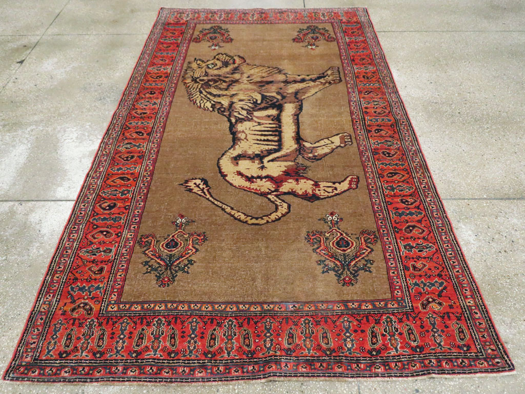 Antique Senneh Malayer Pictorial Rug, No.10816 - Gsblank