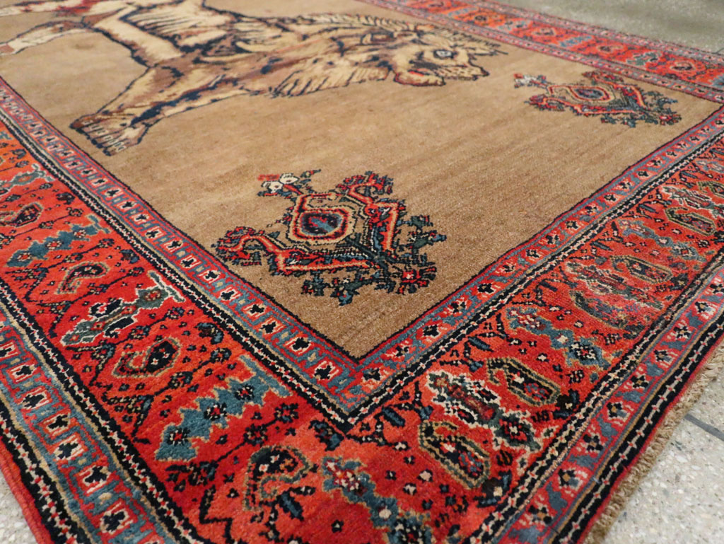 Antique Senneh Malayer Pictorial Rug, No.10816 - Gsblank