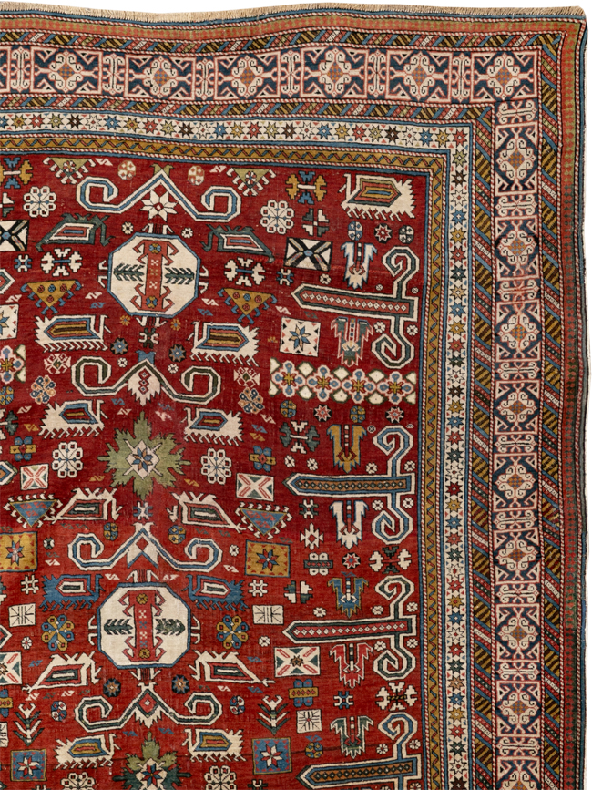Antique Caucasian Perpedil Accent Rug, No.11002 - Gsblank