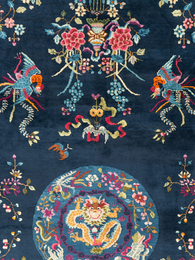 Vintage Chinese Dragon Art Deco Room Size Carpet, No.11122 - Gsblank