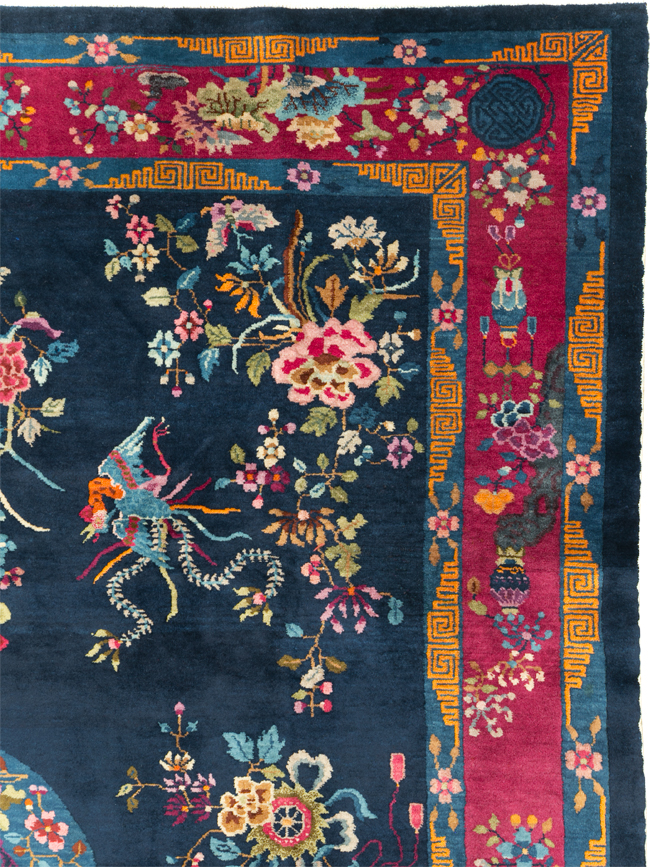 Vintage Chinese Dragon Art Deco Room Size Carpet, No.11122 - Gsblank