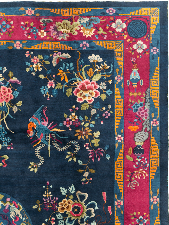 Vintage Chinese Dragon Art Deco Room Size Carpet, No.11122 - Gsblank