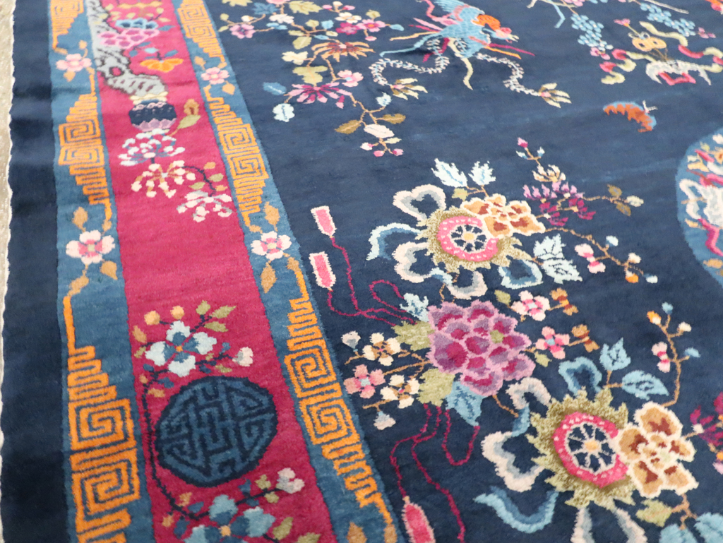 Vintage Chinese Dragon Art Deco Room Size Carpet, No.11122 - Gsblank
