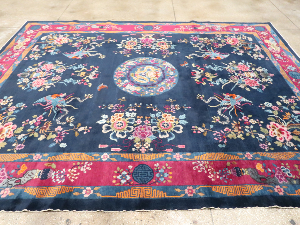 Vintage Chinese Dragon Art Deco Room Size Carpet, No.11122 - Gsblank