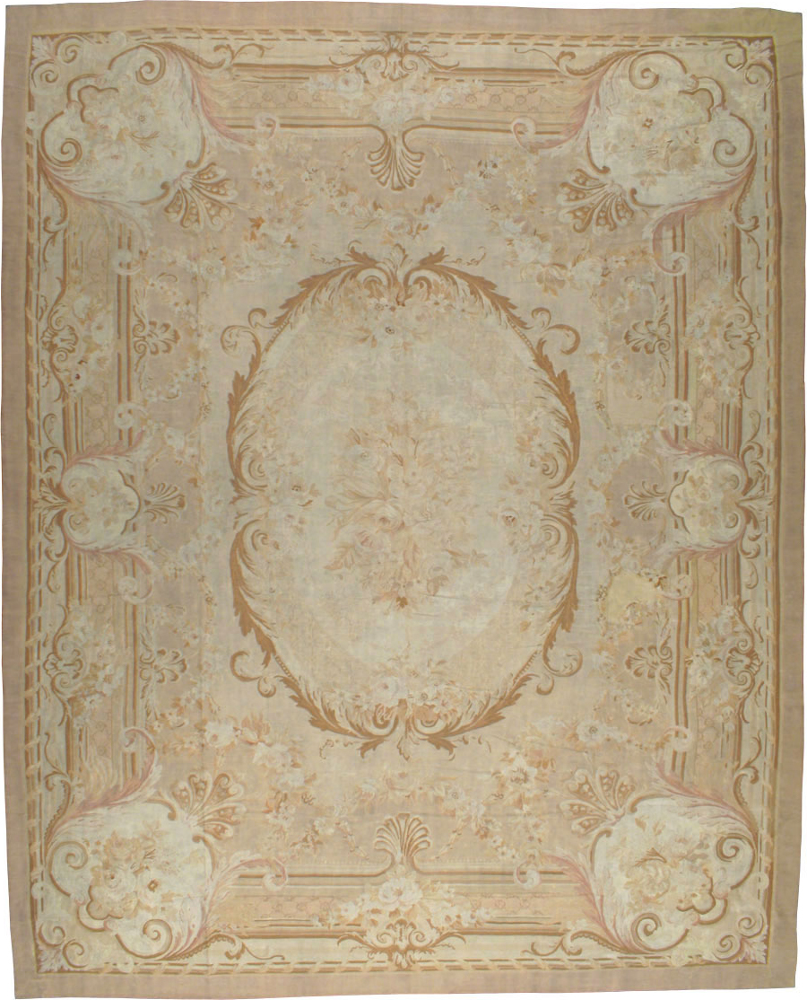 Antique French Aubusson Carpet, No.11290 - Gsblank