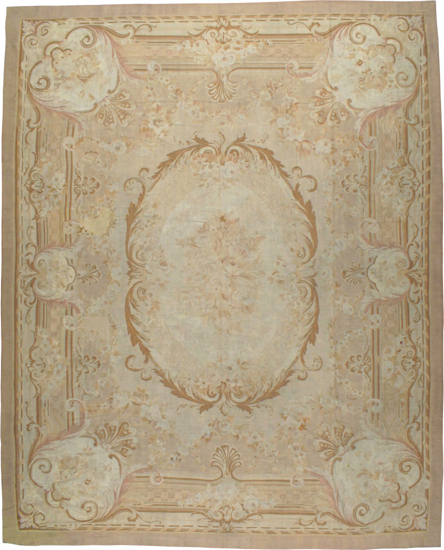 Antique French Aubusson Carpet, No.11290 - Gsblank