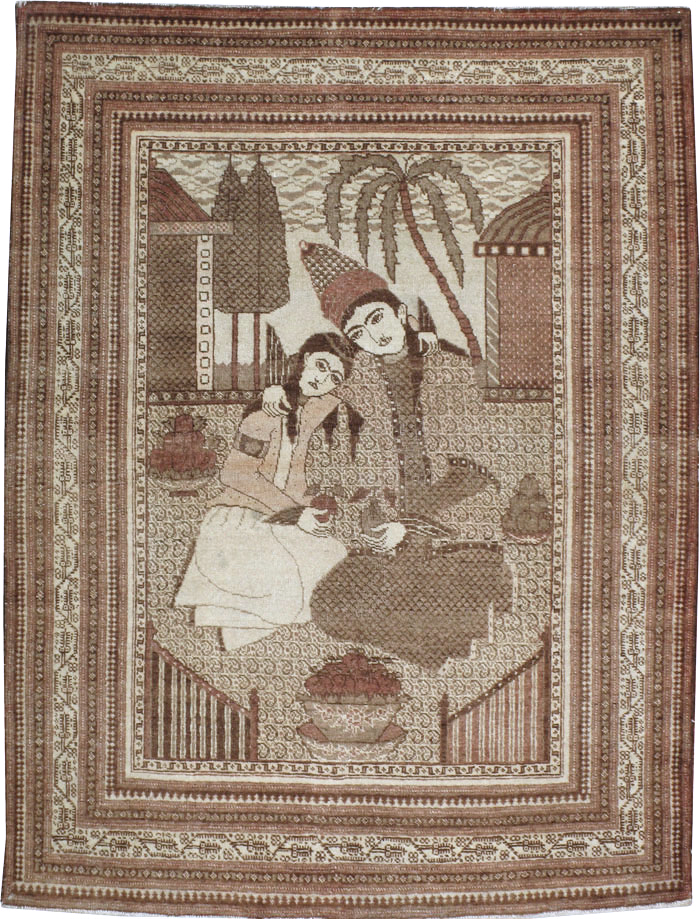 Antique Persian Tabriz Pictorial Rug (Pair: 1 of 2), No.11455 - Gsblank