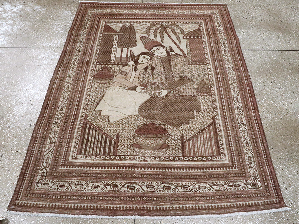 Antique Persian Tabriz Pictorial Rug (Pair: 1 of 2), No.11455 - Gsblank