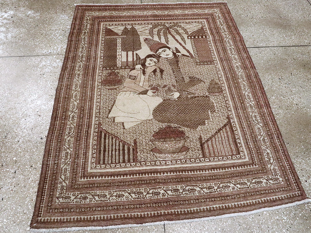 Antique Persian Tabriz Pictorial Rug (Pair: 1 of 2), No.11455 - Gsblank