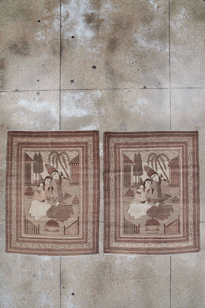 Antique Persian Tabriz Pictorial Rug (Pair: 1 of 2), No.11455 - Gsblank
