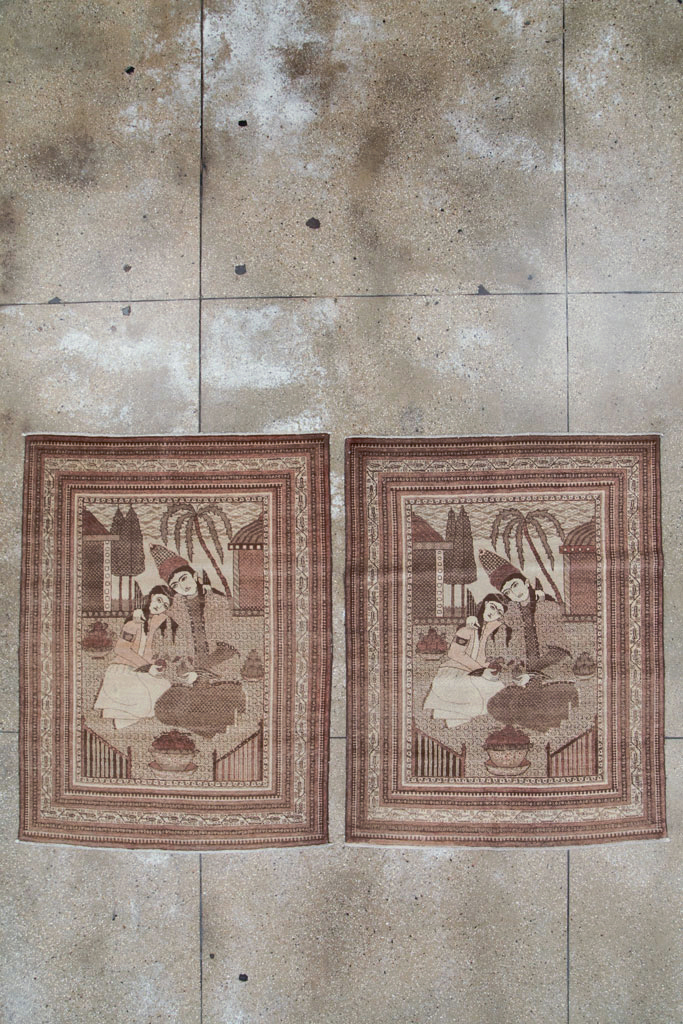 Antique Persian Tabriz Pictorial Rug (Pair: 2 of 2), No.11456 - Gsblank
