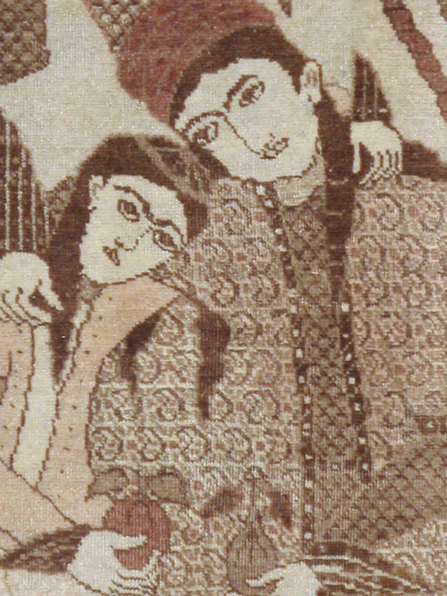 Antique Persian Tabriz Pictorial Rug (Pair: 2 of 2), No.11456 - Gsblank