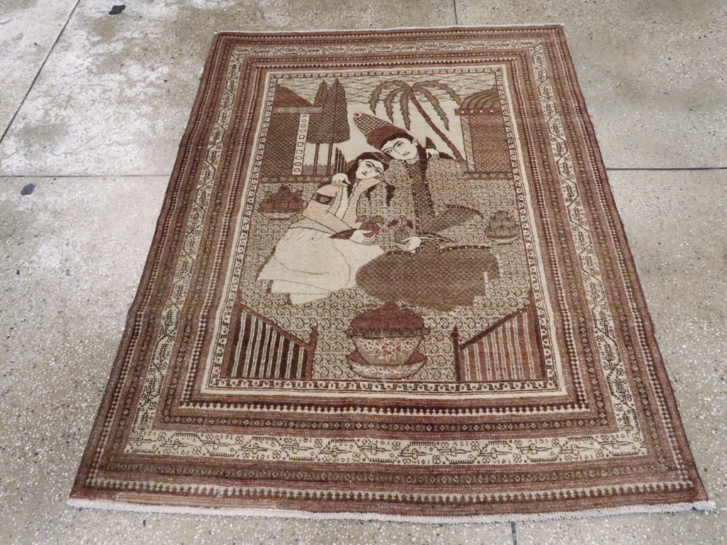 Antique Persian Tabriz Pictorial Rug (Pair: 2 of 2), No.11456 - Gsblank