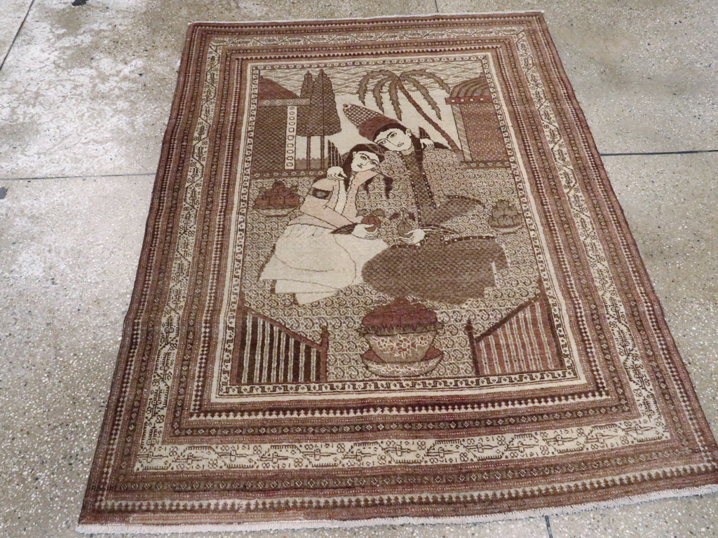 Antique Persian Tabriz Pictorial Rug (Pair: 2 of 2), No.11456 - Gsblank