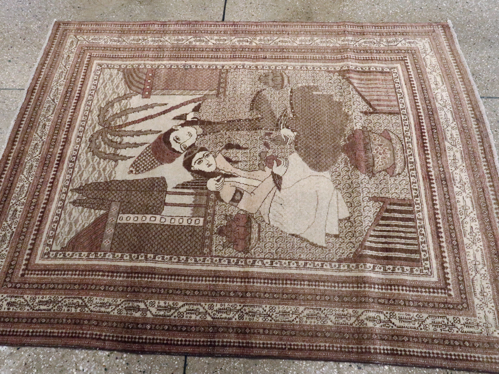 Antique Persian Tabriz Pictorial Rug (Pair: 2 of 2), No.11456 - Gsblank