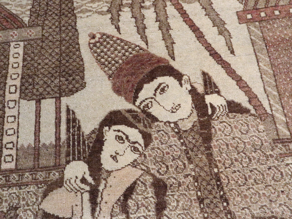 Antique Persian Tabriz Pictorial Rug (Pair: 2 of 2), No.11456 - Gsblank