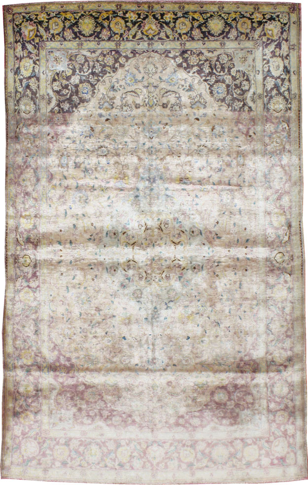 Antique Persian Kashan Silk Carpet, No.11755 - Gsblank