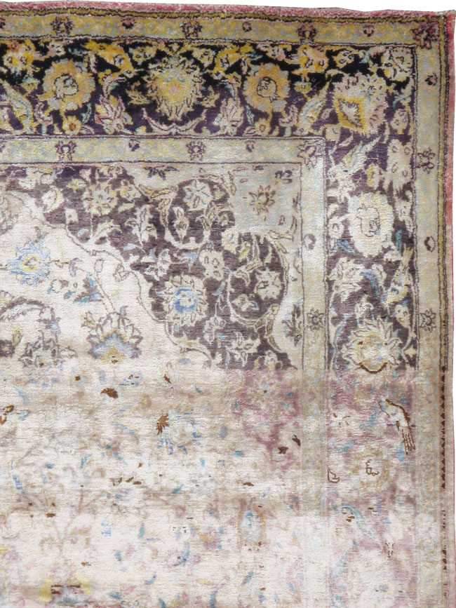 Antique Persian Kashan Silk Carpet, No.11755 - Gsblank