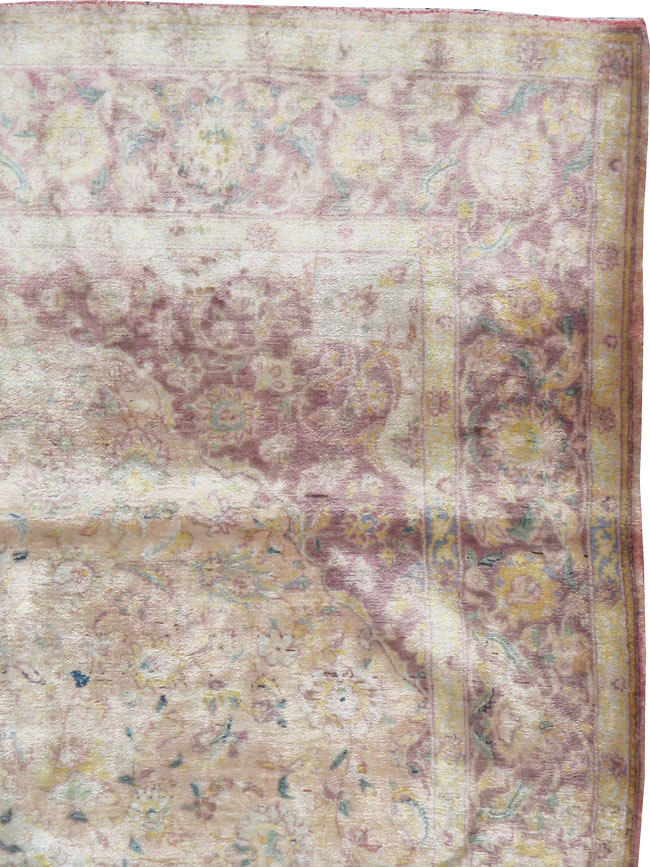 Antique Persian Kashan Silk Carpet, No.11755 - Gsblank