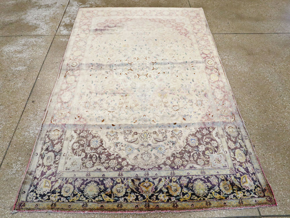 Antique Persian Kashan Silk Carpet, No.11755 - Gsblank