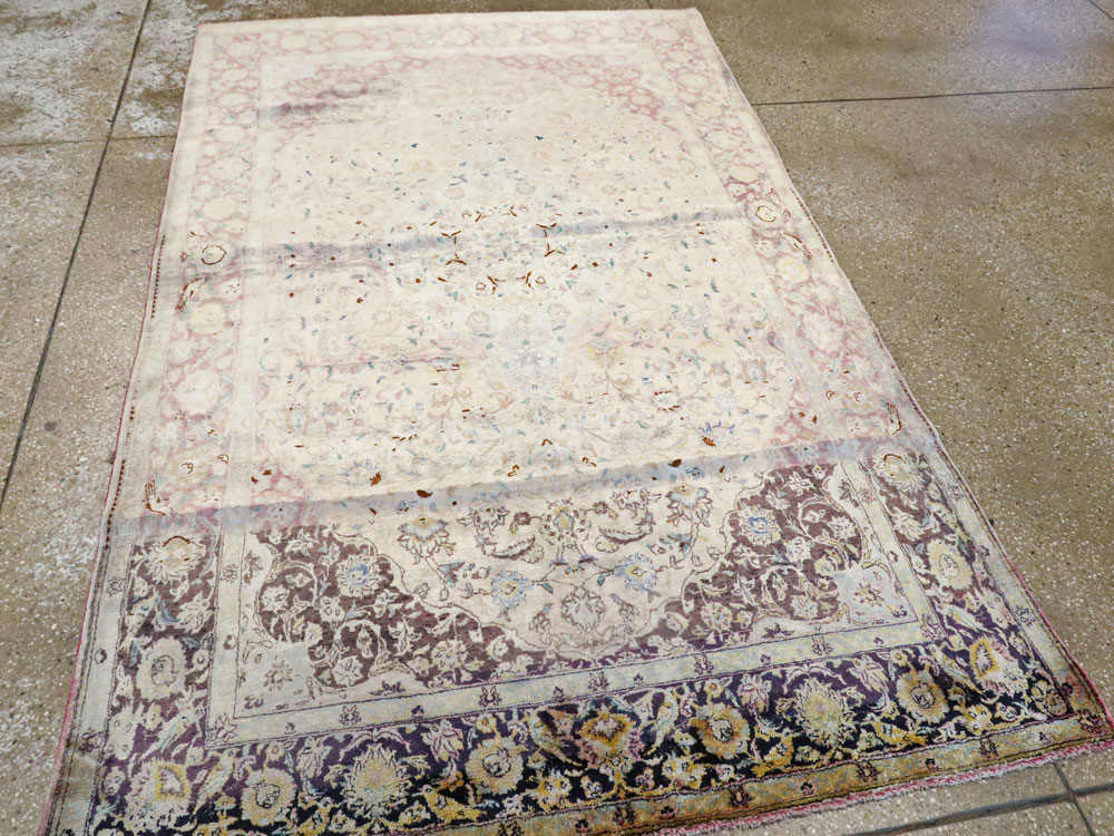 Antique Persian Kashan Silk Carpet, No.11755 - Gsblank