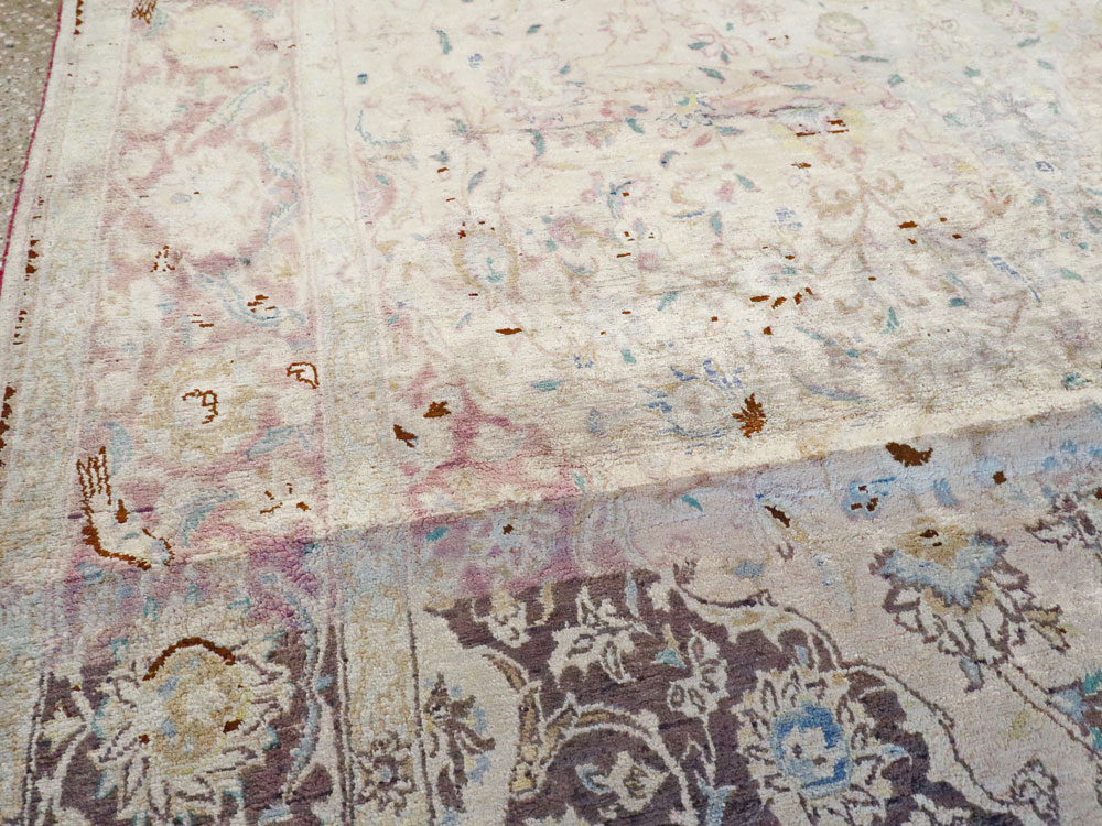 Antique Persian Kashan Silk Carpet, No.11755 - Gsblank