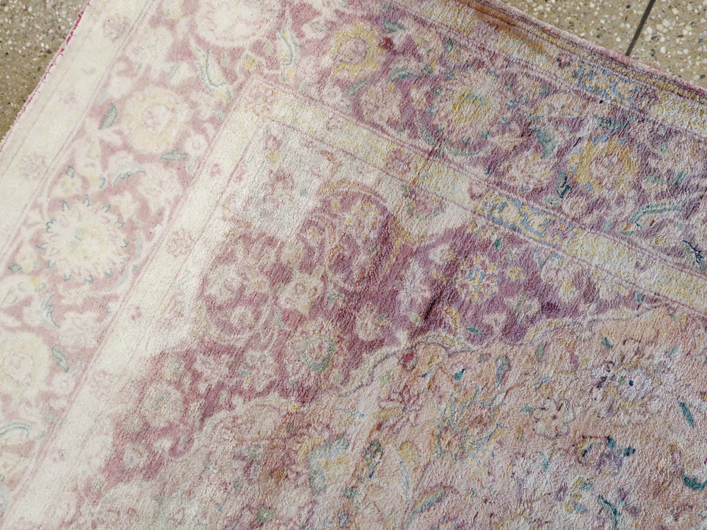 Antique Persian Kashan Silk Carpet, No.11755 - Gsblank