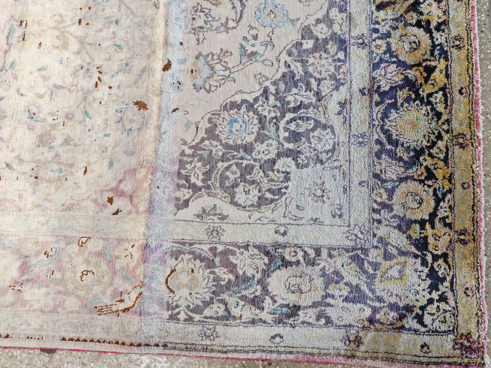 Antique Persian Kashan Silk Carpet, No.11755 - Gsblank