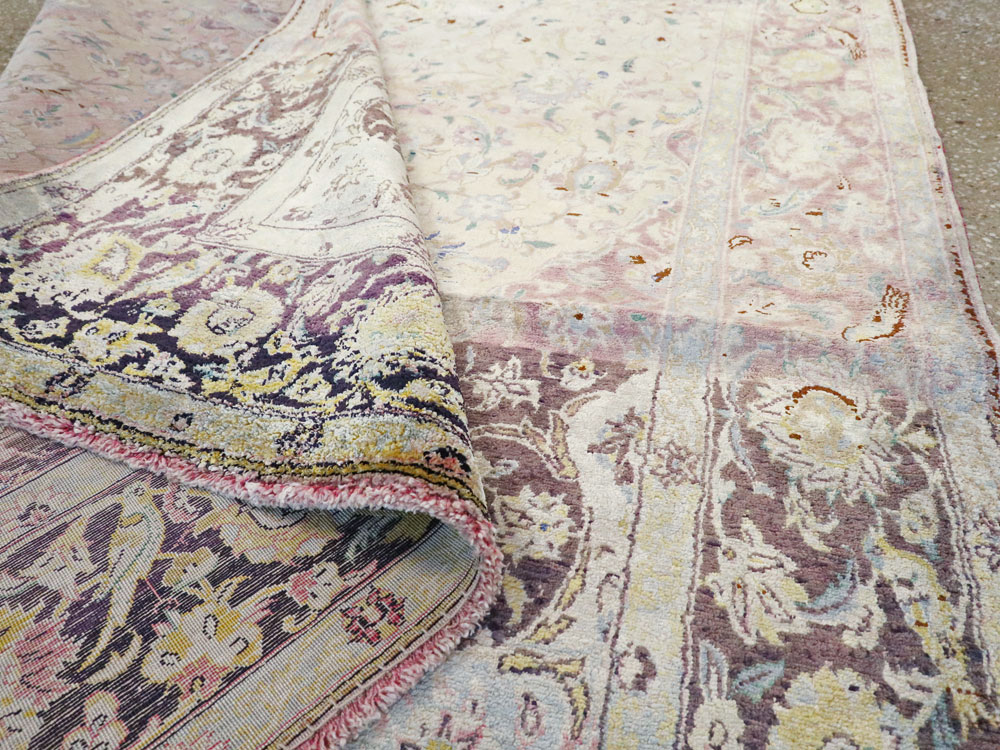 Antique Persian Kashan Silk Carpet, No.11755 - Gsblank