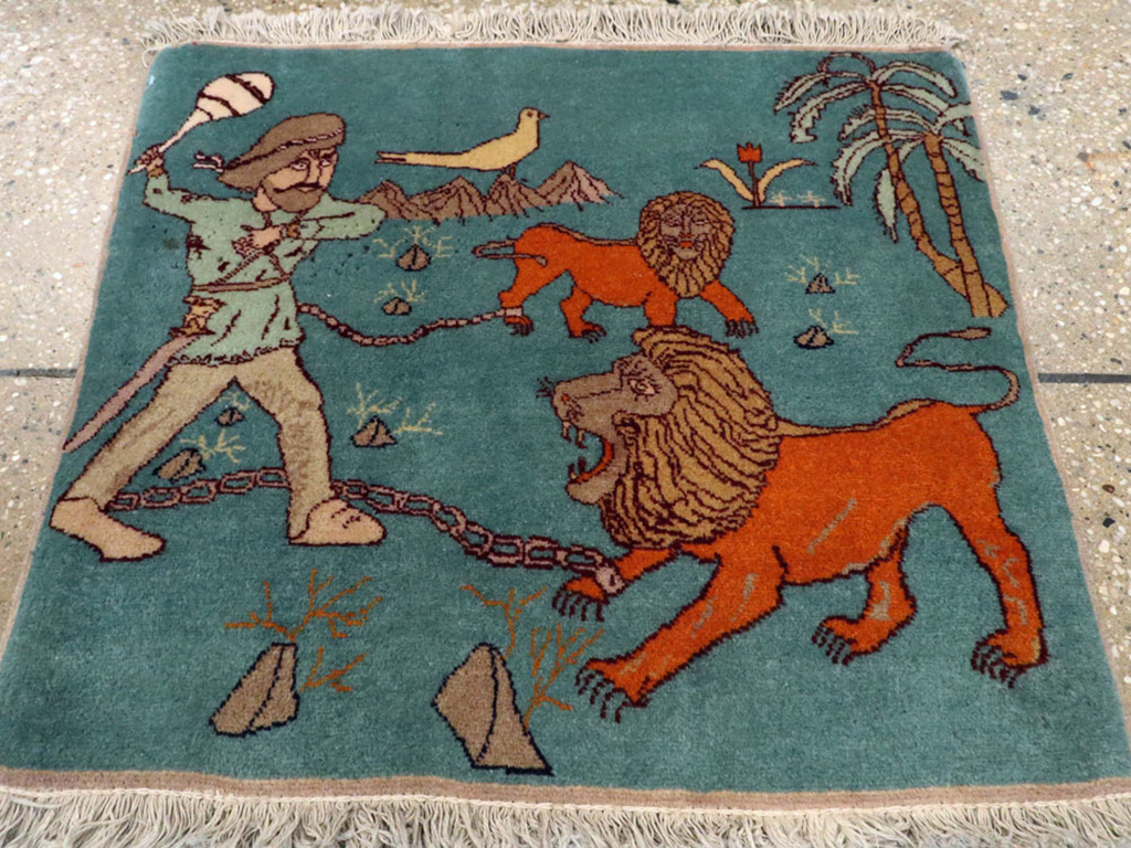 Antique Persian Tabriz Pictorial Rug, No.11827 - Gsblank