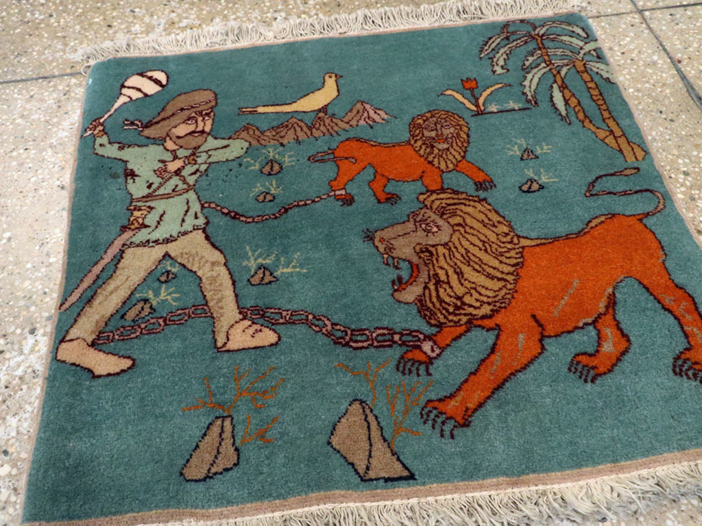 Antique Persian Tabriz Pictorial Rug, No.11827 - Gsblank