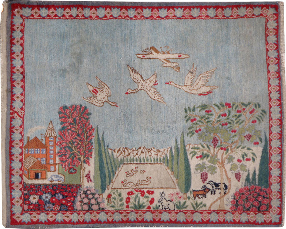 Vintage Persian Tabriz Pictorial Rug, No.11830 - Gsblank