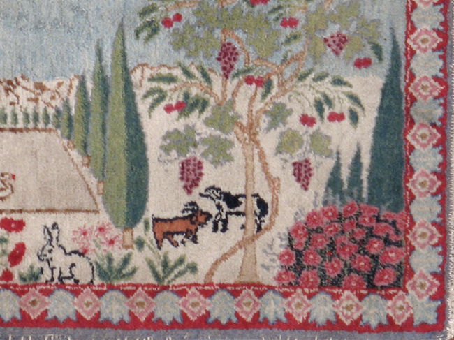 Vintage Persian Tabriz Pictorial Rug, No.11830 - Gsblank