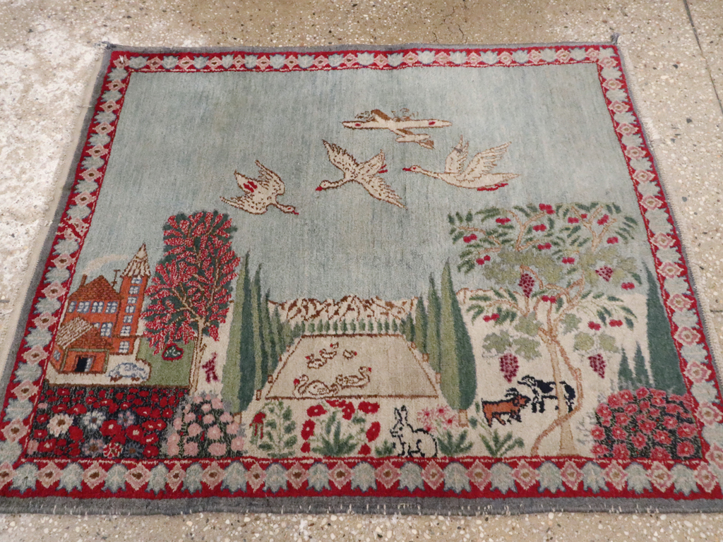 Vintage Persian Tabriz Pictorial Rug, No.11830 - Gsblank