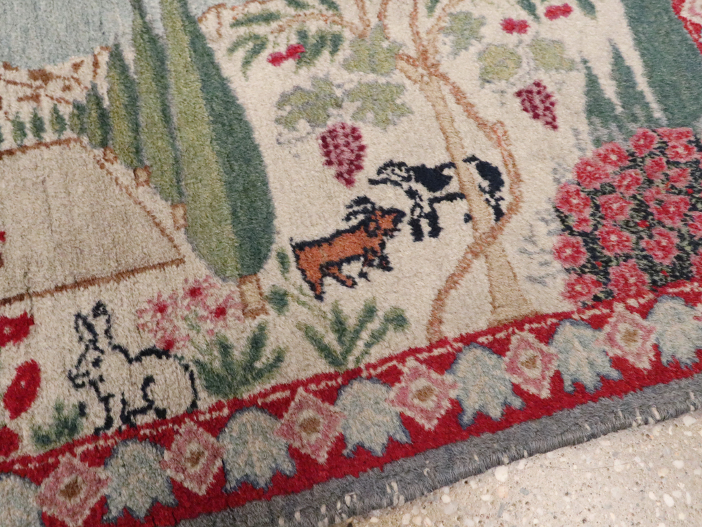 Vintage Persian Tabriz Pictorial Rug, No.11830 - Gsblank