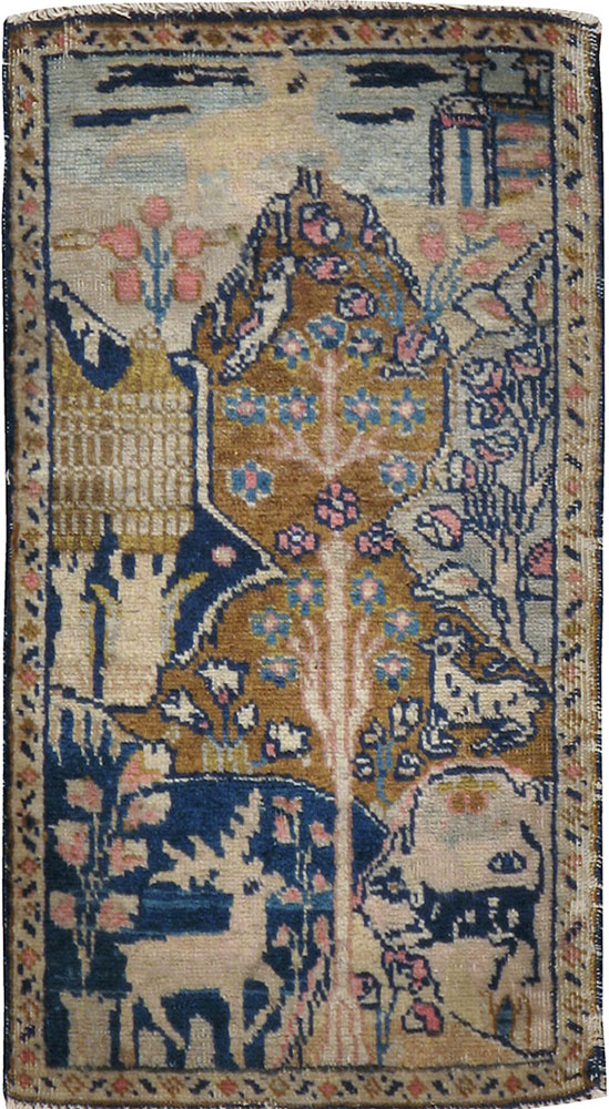 Vintage Persian Tabriz Pictorial Rug (Pair: 1 of 2), No.11831 - Gsblank